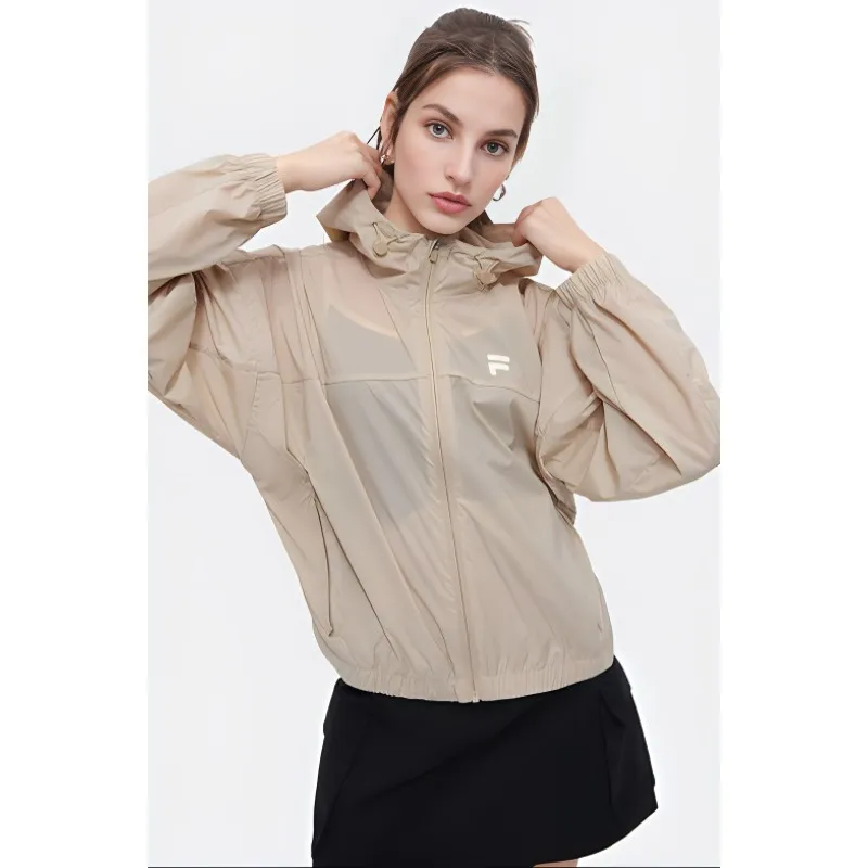 FILA FUSION SS24 UV Protection Breathable Sun Protection Clothing Women's Light Bean Paste Brown-2