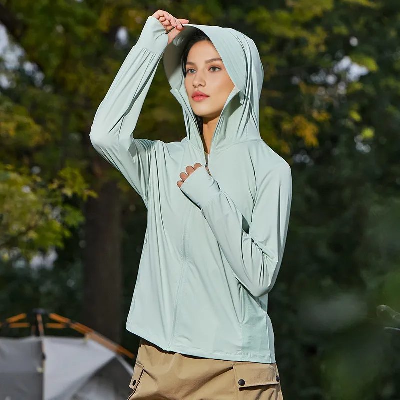 MIIOW UV Protection Stretch UV Protection Loose Fit Hooded Sun Protection Clothing Women's-23