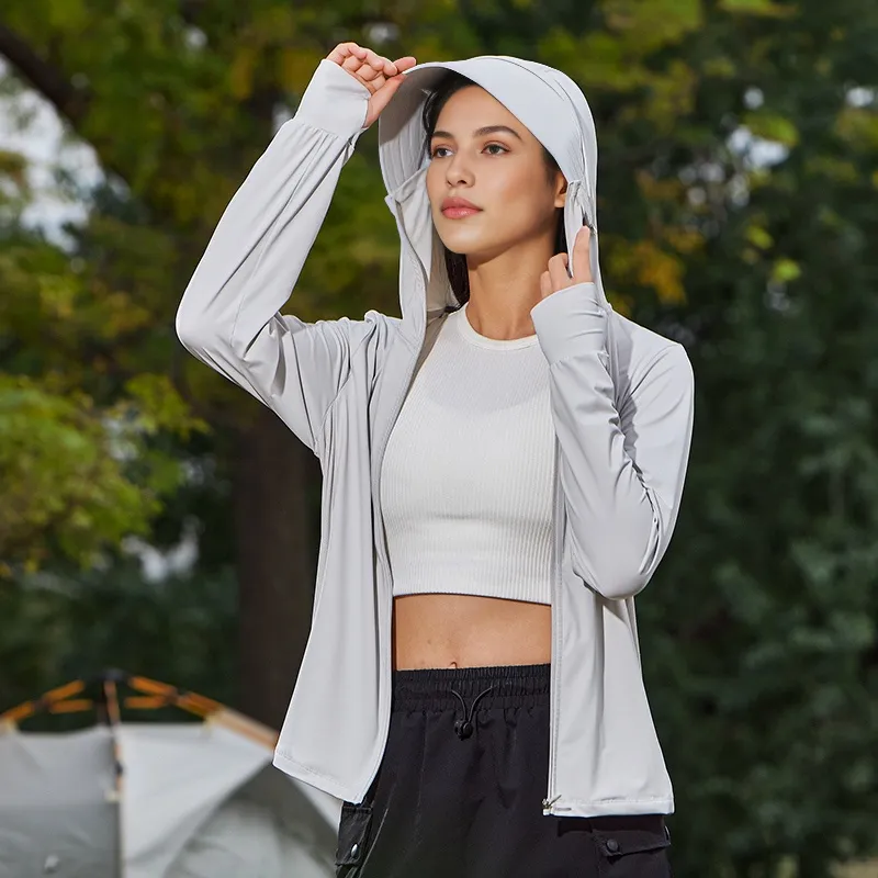 MIIOW UV Protection Stretch UV Protection Loose Fit Hooded Sun Protection Clothing Women's-14
