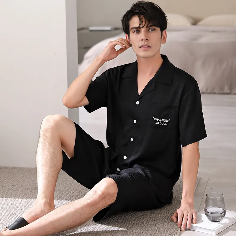 Qin Jing Pajama Set Men's Elegant Black-2