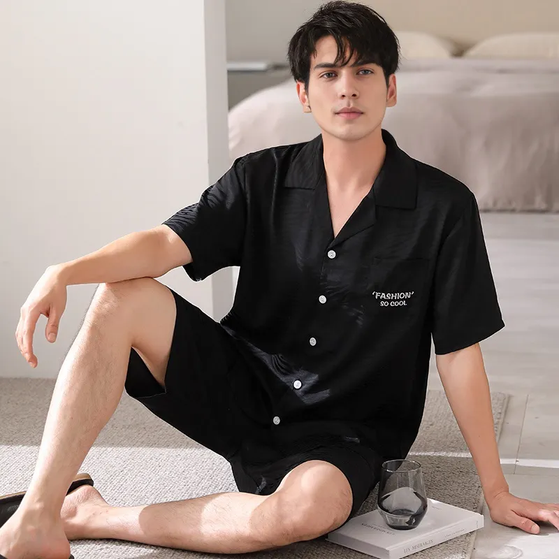 Qin Jing Pajama Set Men's Elegant Black-4