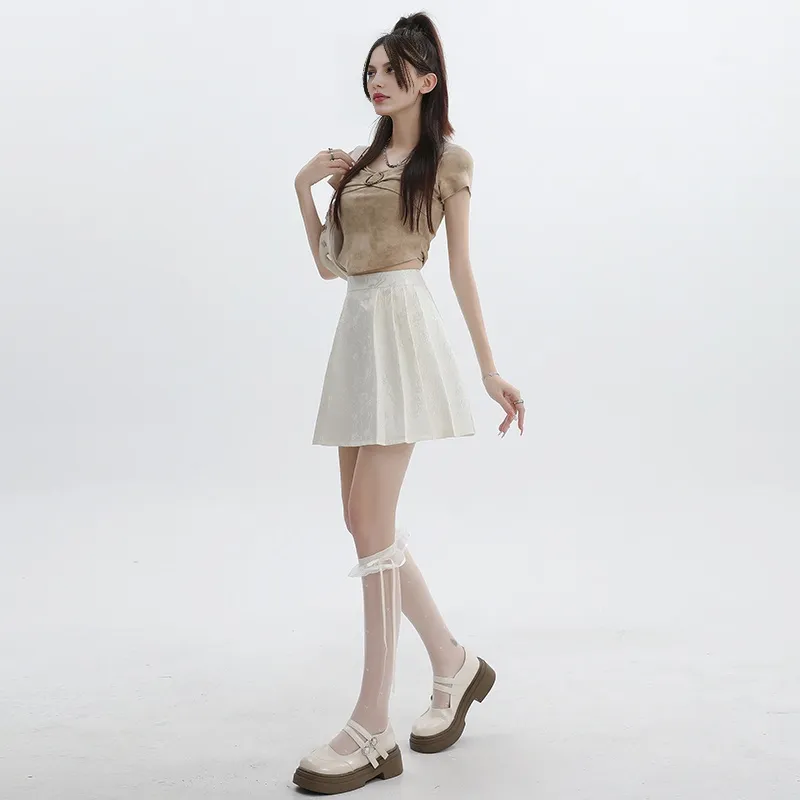 ZAZN Casual Short Skirts Women's Cream Apricot-2