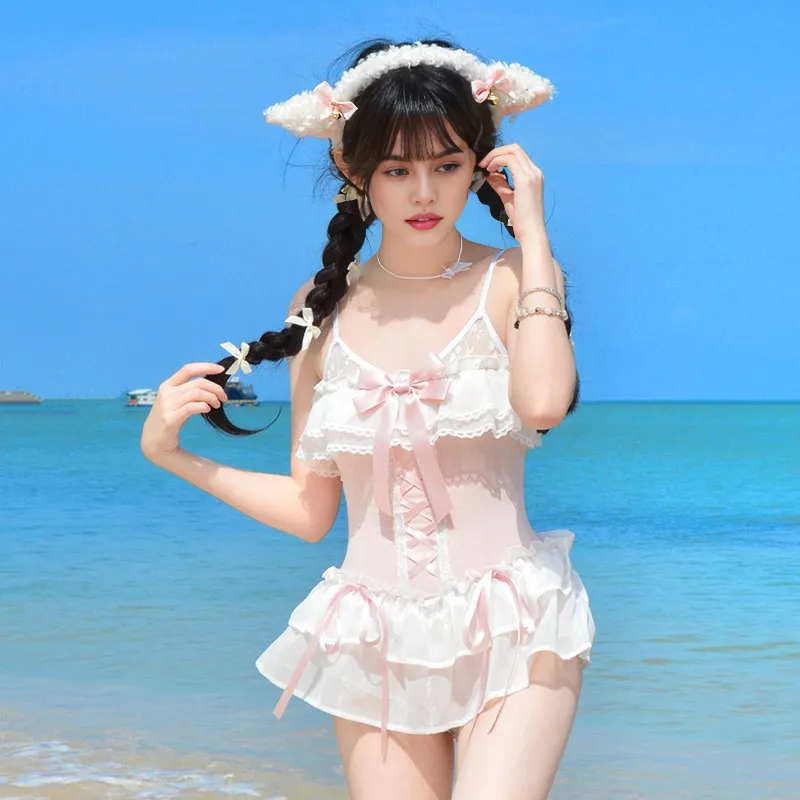 YuChaJia One piece Swimsuit Women's Light Pink-2