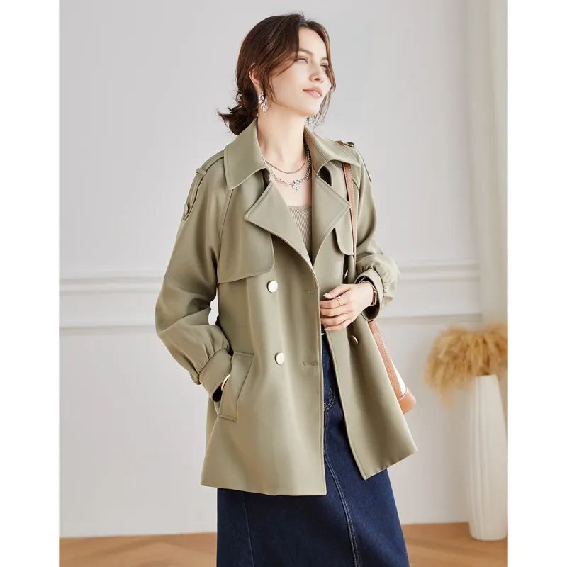 TERRE BLEUE Trench Coat Women's Khaki-1