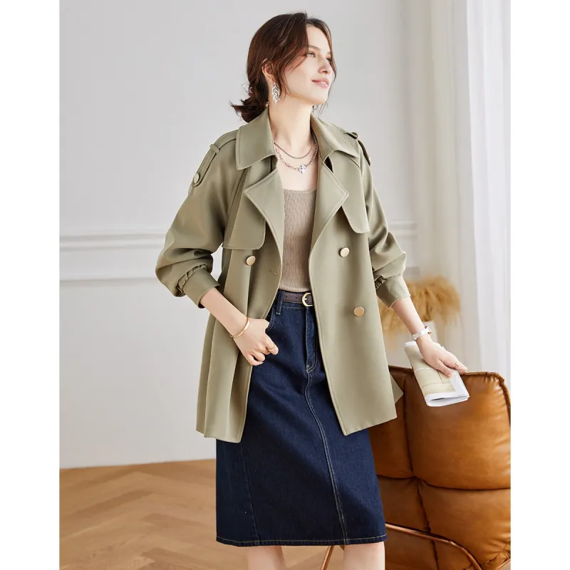 TERRE BLEUE Trench Coat Women's Khaki-3