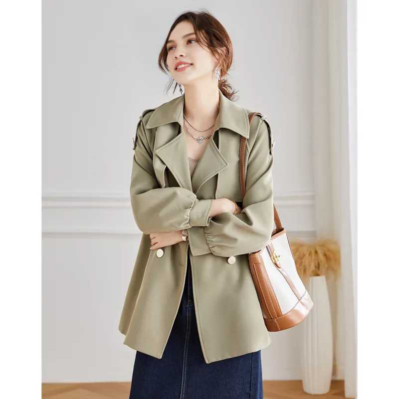 TERRE BLEUE Trench Coat Women's Khaki-4