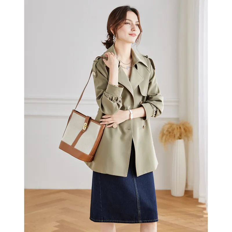 TERRE BLEUE Trench Coat Women's Khaki-5