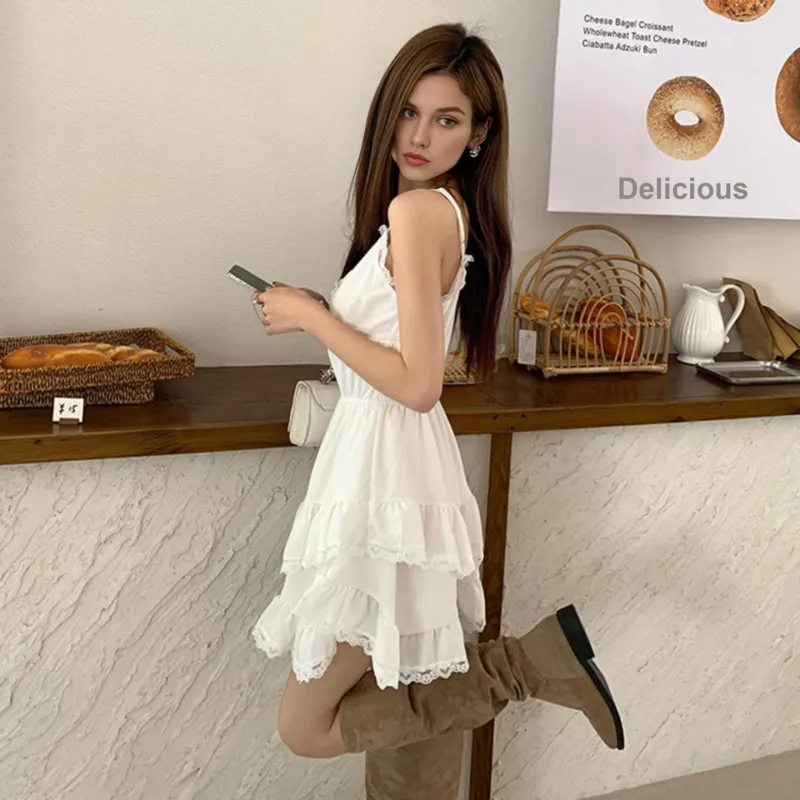 AHDO Slip Dresses Women's White-3