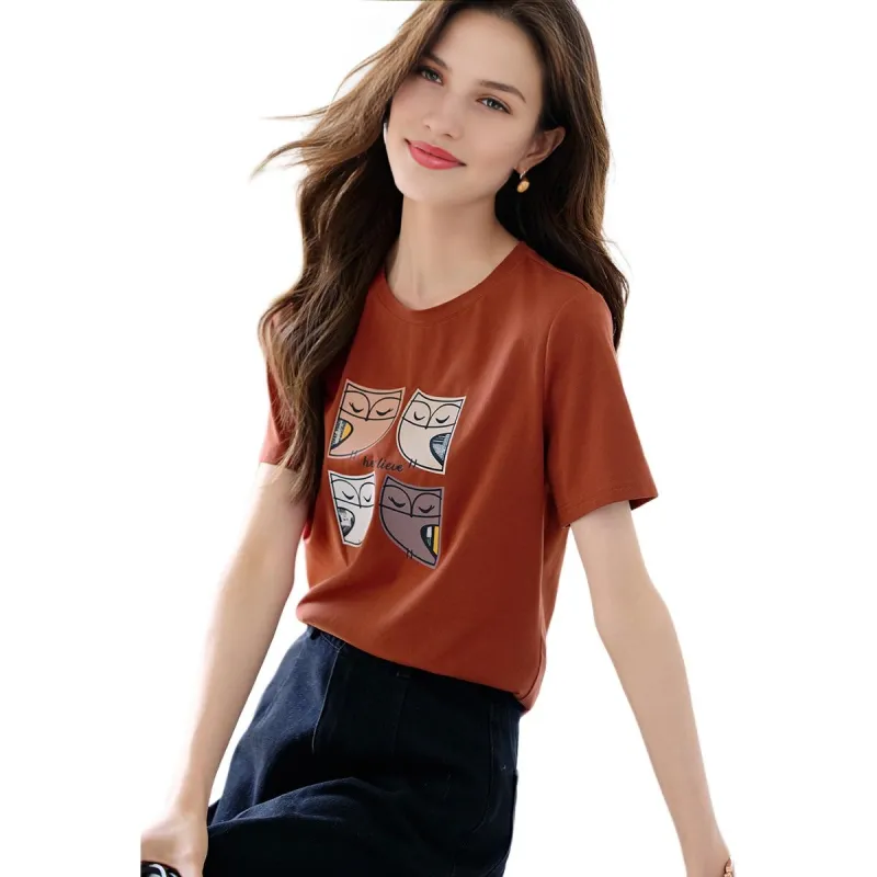 Mo Han Yi Mei T Shirt Women's Orange Red-2
