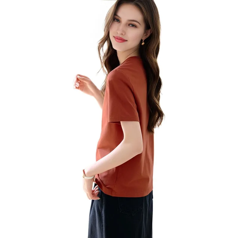 Mo Han Yi Mei T Shirt Women's Orange Red-3