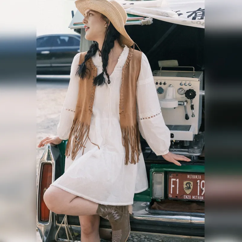 Wbwq Long Sleeved Dress Women's White-2