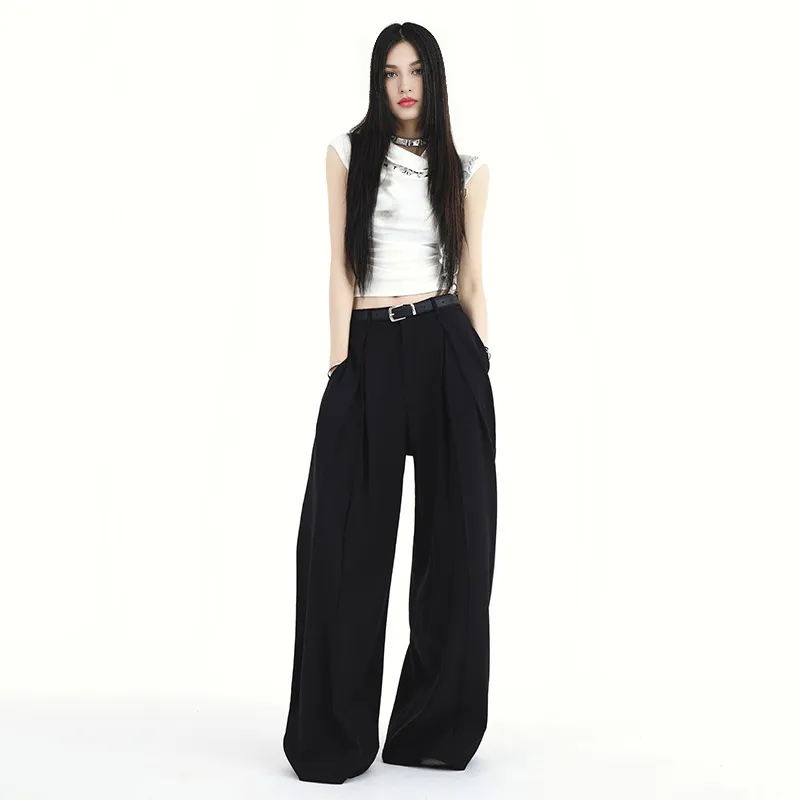 ZAZN Casual Pants Women's Black Includes Leather Belts-6