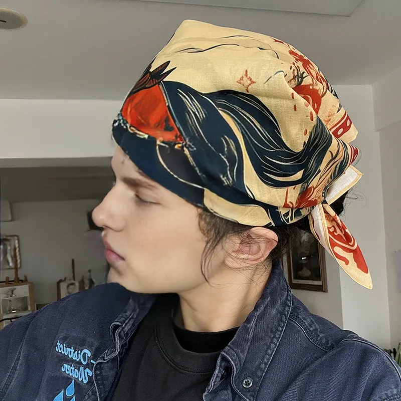 GUNTANGSHIGUANG 100% Cotton Headwrap Hair Accessory Square Scarf Unisex-4