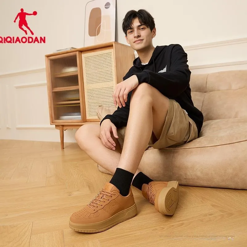 QIAODAN Five Centimeters Skateboard Shoes Men Low Top Mocha Yellow-5