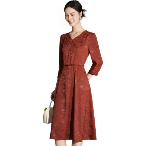 Mylan Long Sleeved Dress For Early Autumn Women's Red