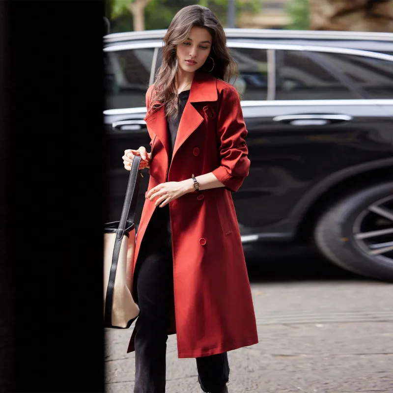 A Paradise For Awakening Trench Coat Women's Burgundy-3