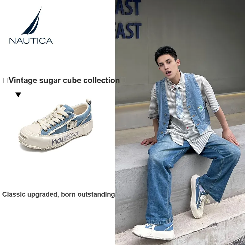 NAUTICA Sugar Cube Collection Slip Resistant, Abrasion Resistant, Breathable Low Top Canvas Shoes Men Black-5