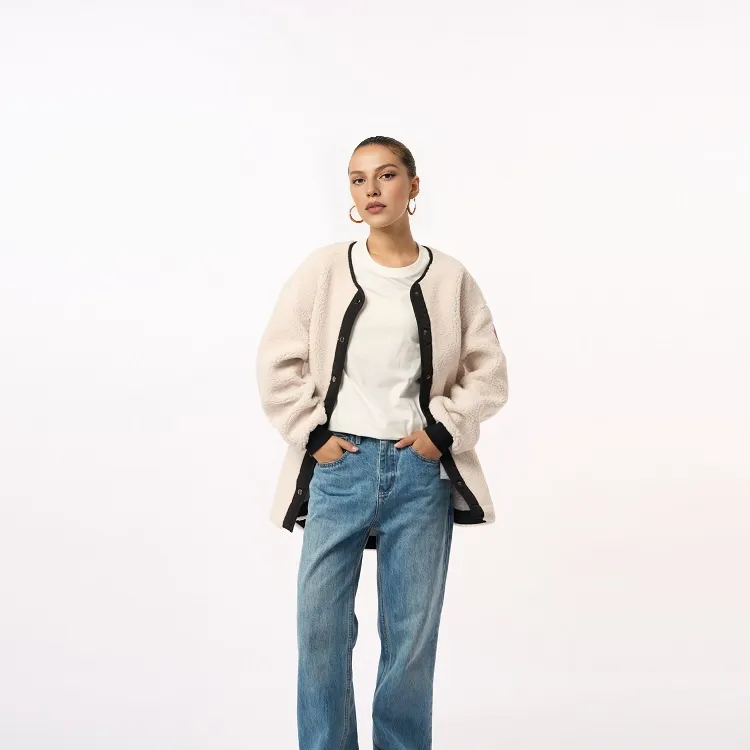 FAIRFAFO Velvet feel Coat Women's Beige Yellow-2