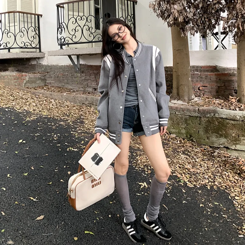 FLIM Baseball Jacket Women's Gray-3