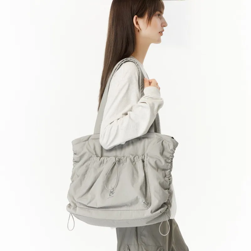 LIVEBOX EN DIRECT Nylon Shoulder Bag Large Size Women's Ecru/Gray/Khaki-3
