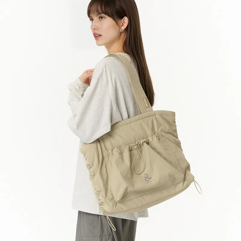 LIVEBOX EN DIRECT Nylon Shoulder Bag Large Size Women's Ecru/Gray/Khaki-7