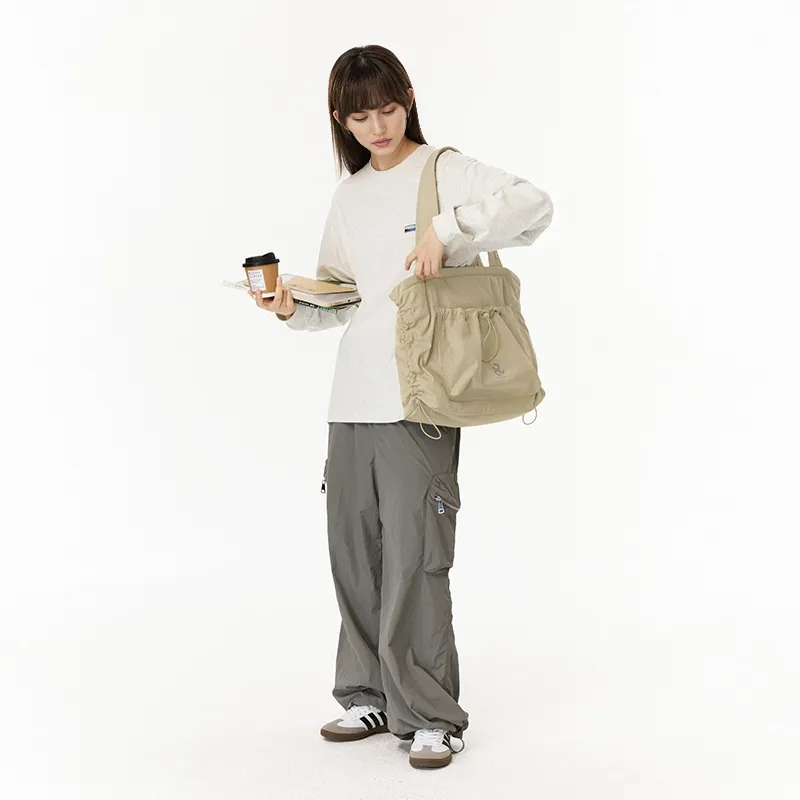 LIVEBOX EN DIRECT Nylon Shoulder Bag Large Size Women's Ecru/Gray/Khaki-8