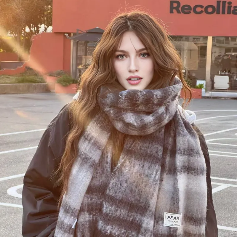 PEAK RIGHT Series Knit Scarves Unisex Black Gray-1