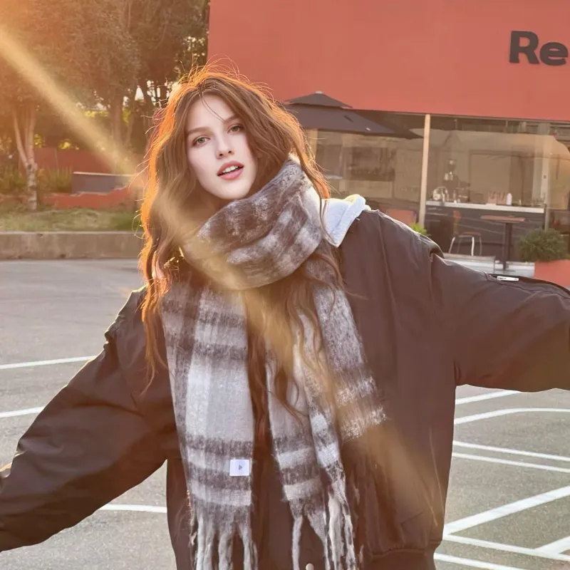 PEAK RIGHT Series Knit Scarves Unisex Black Gray-3