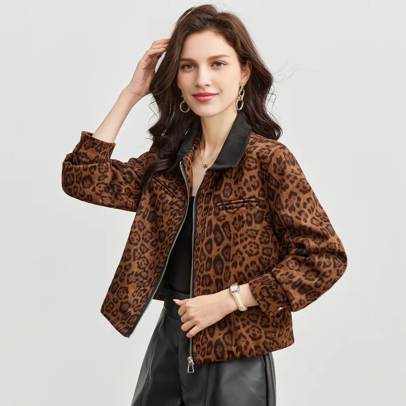 TERRE BLEUE Jackets Coats Women's Leopard Print-5