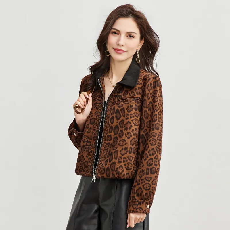 TERRE BLEUE Jackets Coats Women's Leopard Print-4
