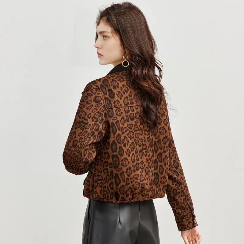 TERRE BLEUE Jackets Coats Women's Leopard Print-6
