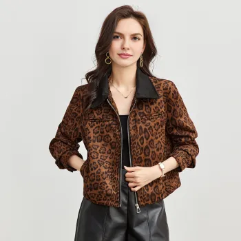 TERRE BLEUE Jackets Coats Women's Leopard Print