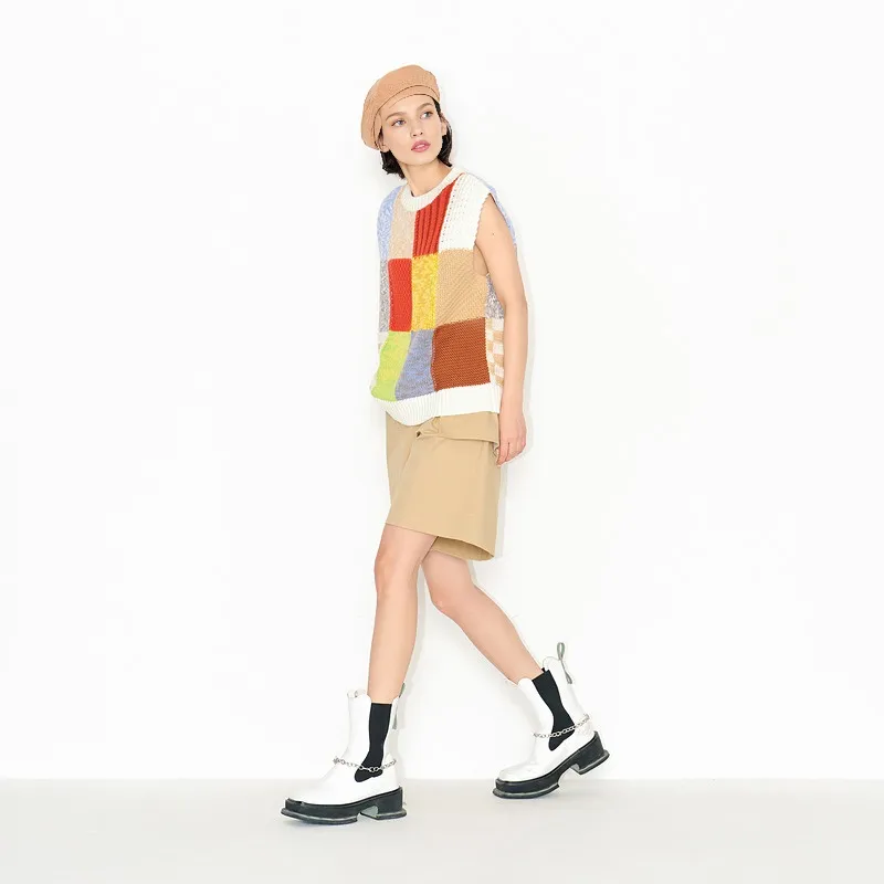 MASFER.SU Vest Women's Different Textures Color Block-5