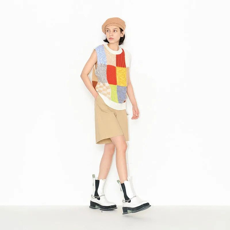 MASFER.SU Vest Women's Different Textures Color Block-4