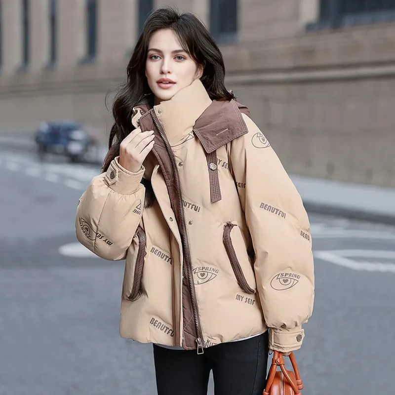 Cypress House Down Jacket Women's Khaki & Dark Coffee-3