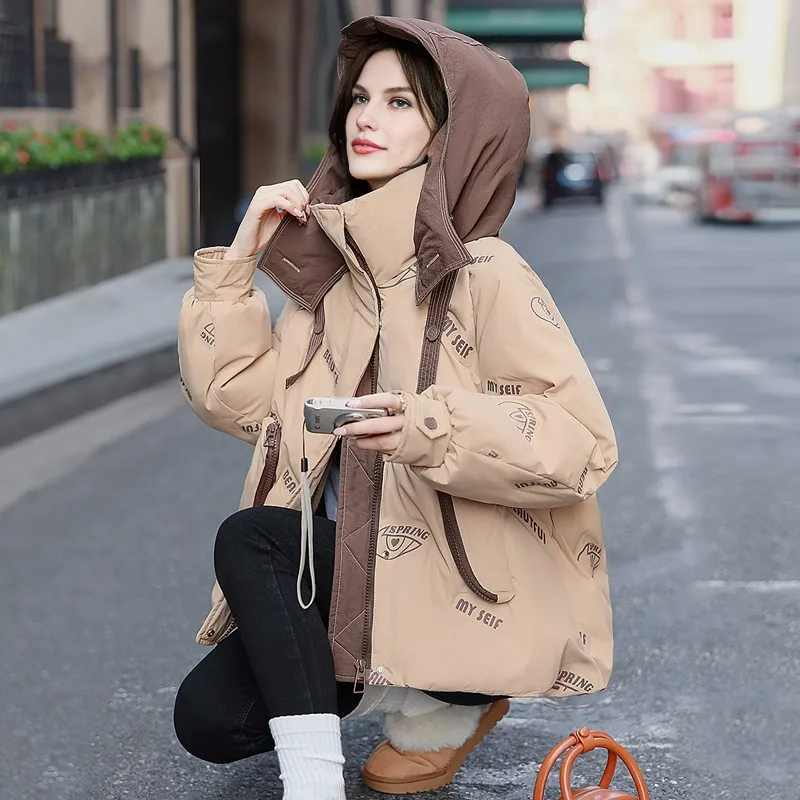 Cypress House Down Jacket Women's Khaki & Dark Coffee-1
