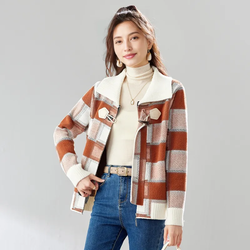 TERRE BLEUE Sweater Women's Plaid-4
