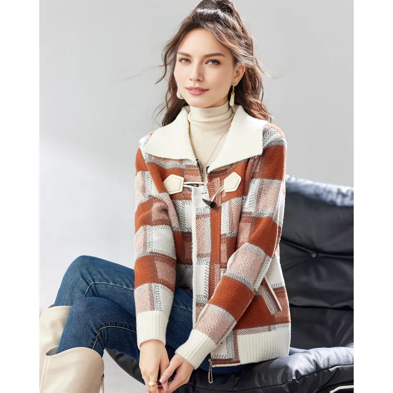 TERRE BLEUE Sweater Women's Plaid-1
