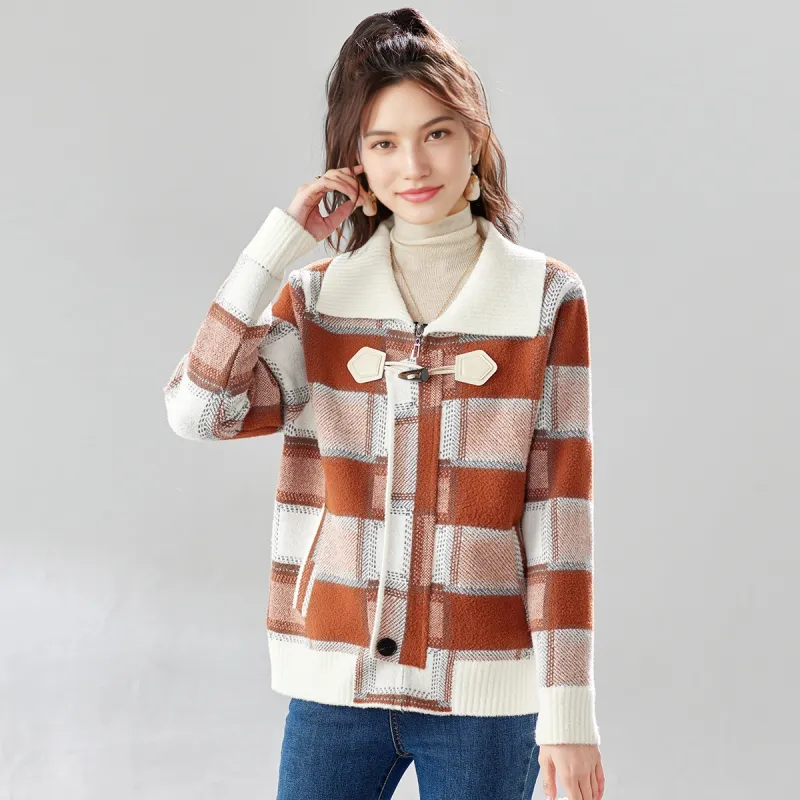 TERRE BLEUE Sweater Women's Plaid-3