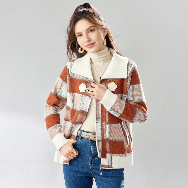 TERRE BLEUE Sweater Women's Plaid-0