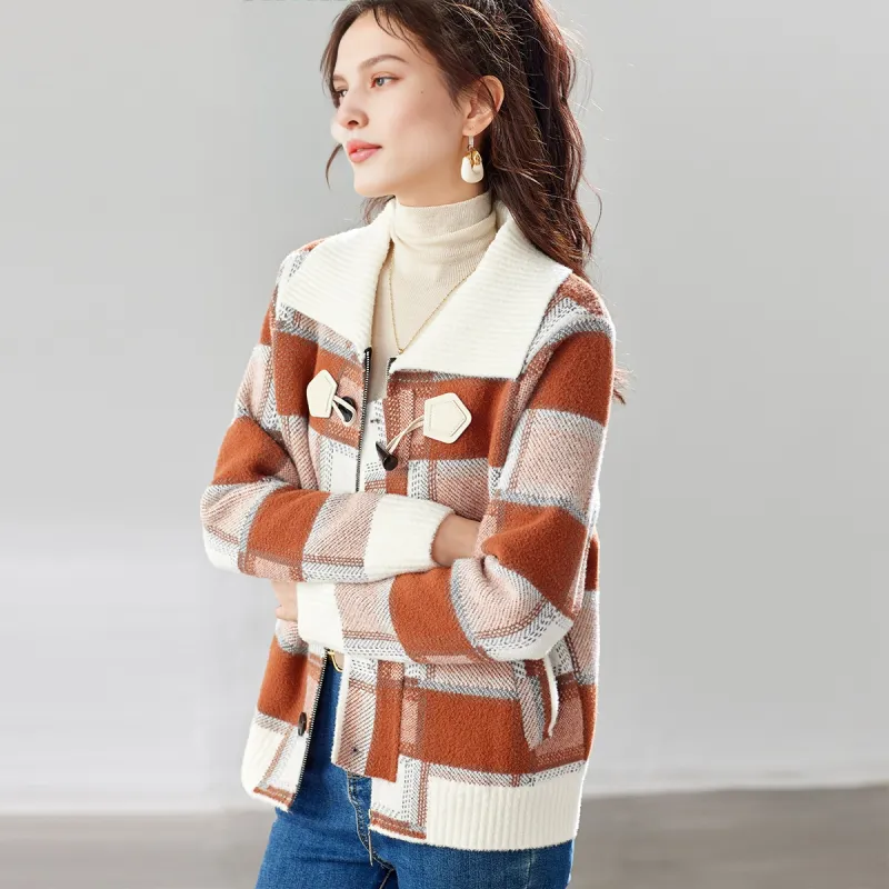 TERRE BLEUE Sweater Women's Plaid-2