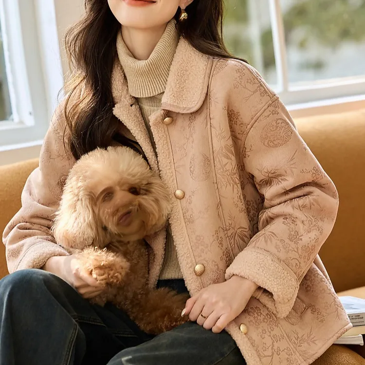 Mo Han Yi Mei Jackets Coats Women's Apricot-5