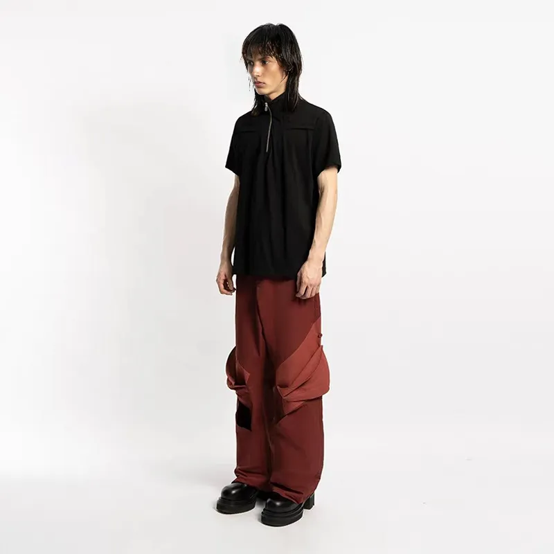 EMPTY REFERENCE x STUBBORN VISION Casual Pants Unisex Red-4