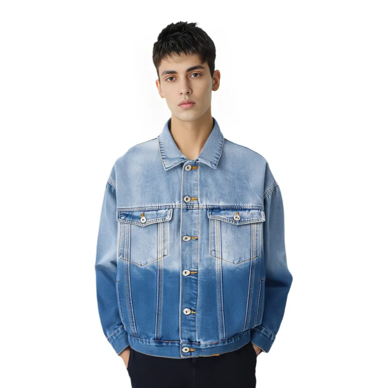 HELEH Denim Jacket Unisex Blue Sky And White Clouds-3