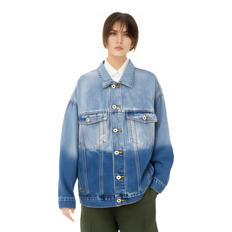 HELEH Denim Jacket Unisex Blue Sky And White Clouds-2