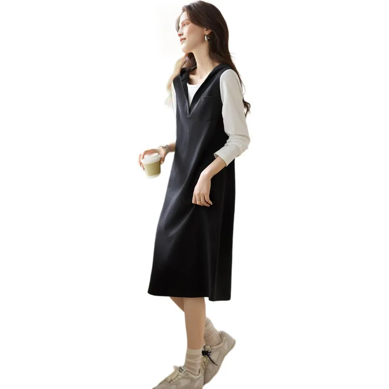 Mo Han Yi Mei New Year Long Sleeved Dress Women's Gray & White-1