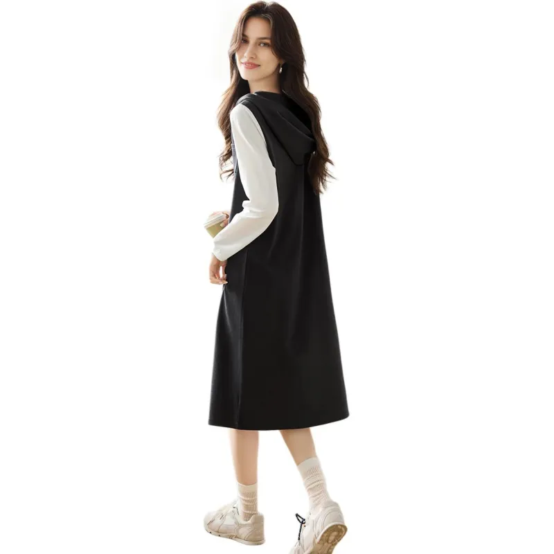 Mo Han Yi Mei New Year Long Sleeved Dress Women's Gray & White-2