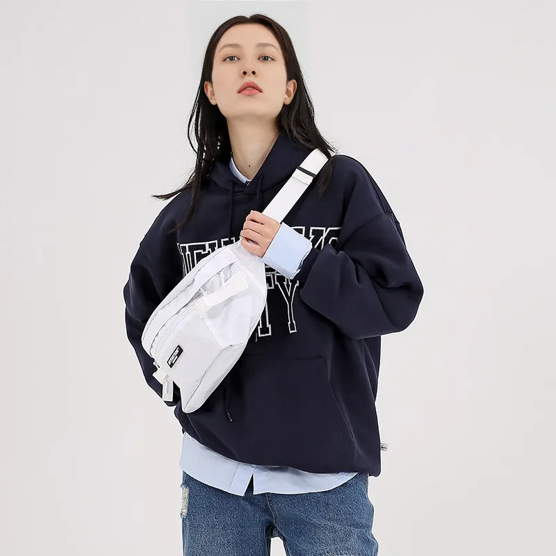 MYEDITION 7L Sling Bag Crossbody Bag Outdoor Bag Oxford White/Black Unisex-1