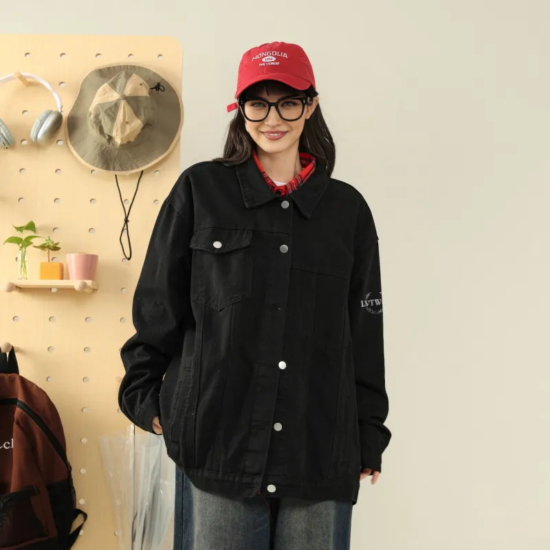 LIVINGTOWN Denim Jacket Unisex Black-3