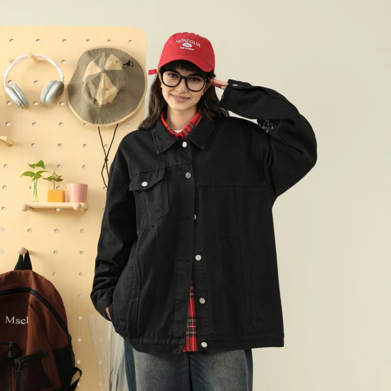 LIVINGTOWN Denim Jacket Unisex Black-2